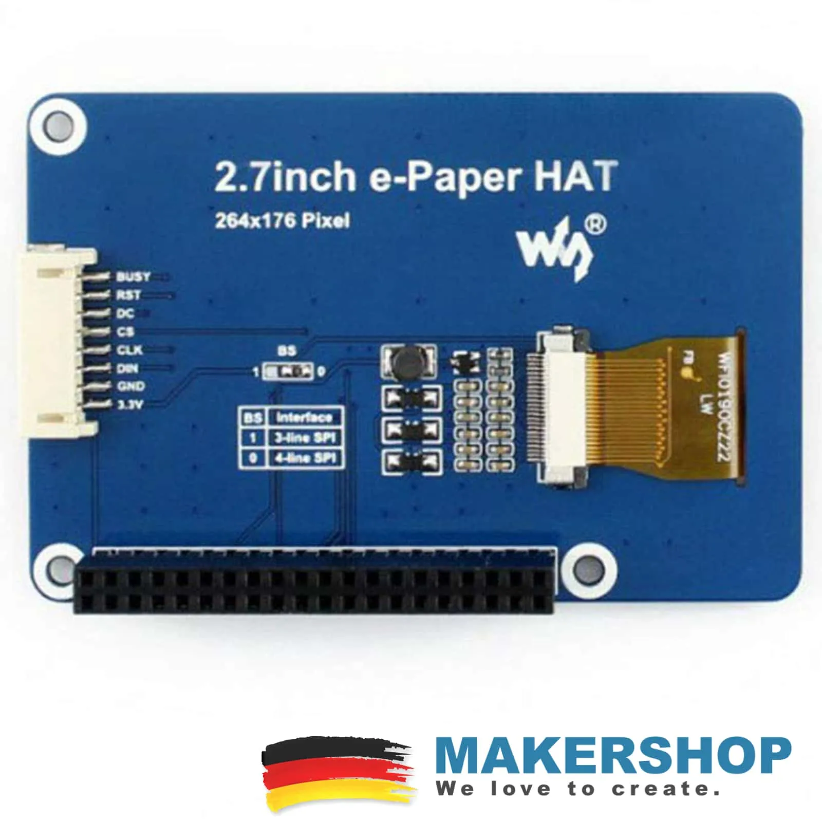 Waveshare 264×176 2.7inch E-Ink Display HAT Raspberry Pi 3 Farbe – 13357 – Bild 3