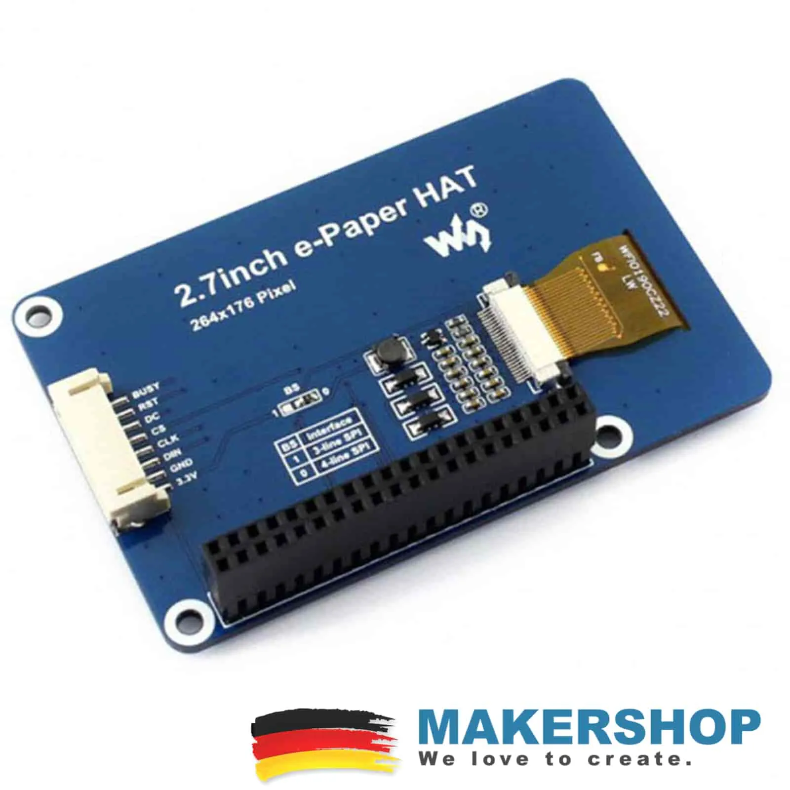 Waveshare 264×176 2.7inch E-Ink Display HAT Raspberry Pi Shield Anzeige – 13354 – Bild 2
