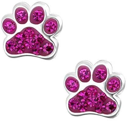 Laimons Mädchen Kids Kinder-Ohrstecker Ohrringe Kinderschmuck Hundepfote Pfote Pfötchen Tatzen mit Glitzer Pink aus Sterling Silber 925 – Bild 9