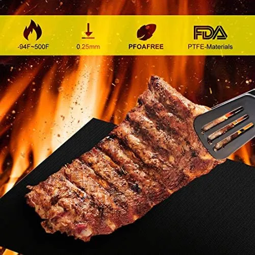 EXTSUD BBQ Grillmatte,5er Set Antihaft Grillmatten Teflon BBQ Grill Grillplatte Gasgrill,Dick 0.25mm Grillfolie Wiederverwendbare Backpapier PFOA-Frei über Kohle,Gas und Weber Style Grills – Bild 4